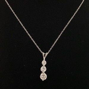 Sterling Silver Graduated Cubic Zirconia Pendant and Chain